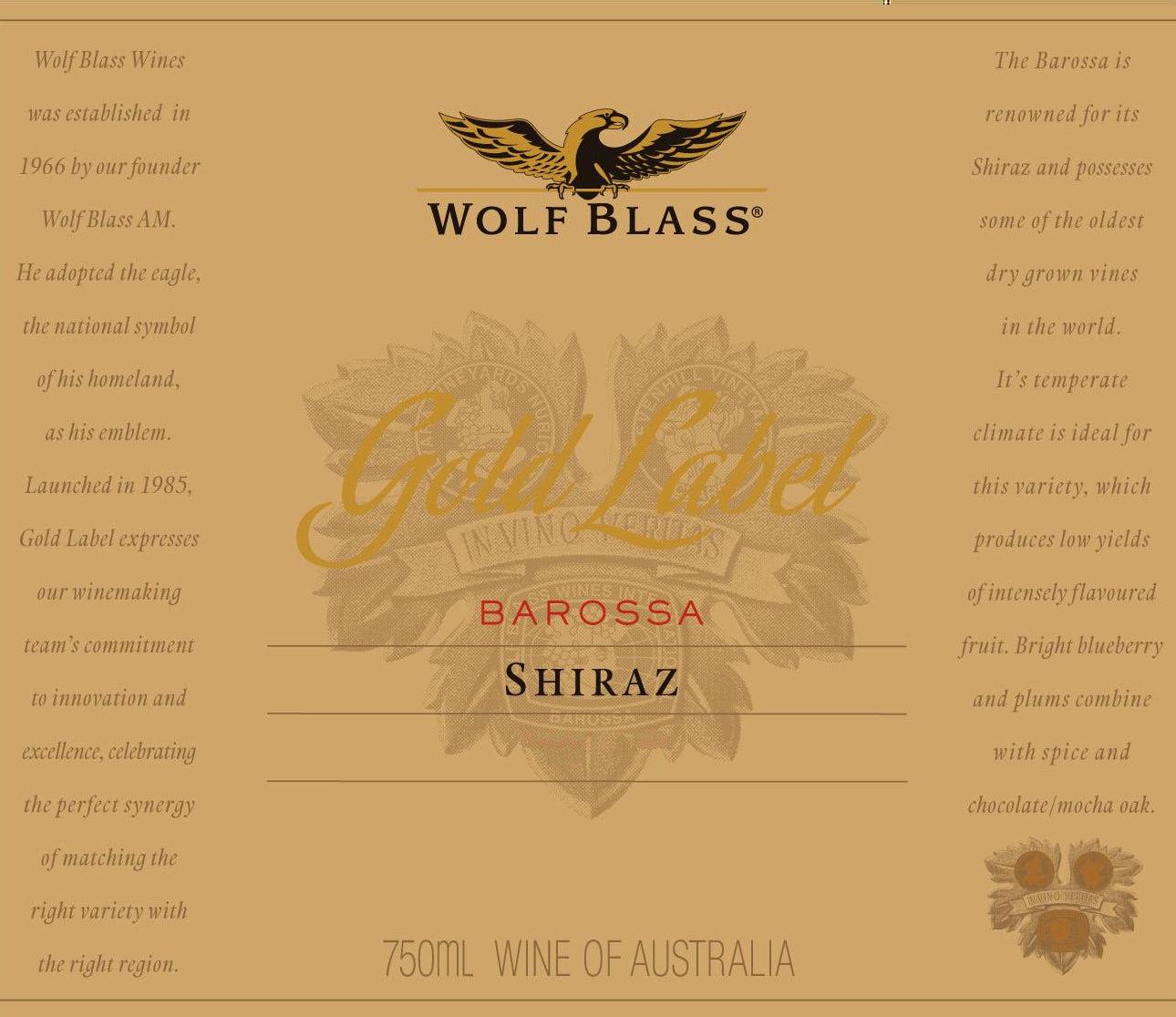 Wolf Blass Gold Label Shiraz 2015  Front Label