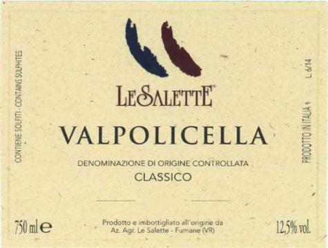 Le Salette Valpolicella Classico 2020  Front Label